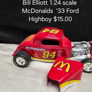 Nascar Red and Yellow '33 Ford Highboy Model Car